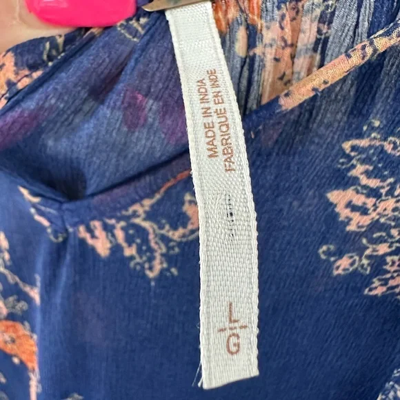 Free People Sunsetter Floral Blue Mini Dress Flowy Large - Picture 6 of 11